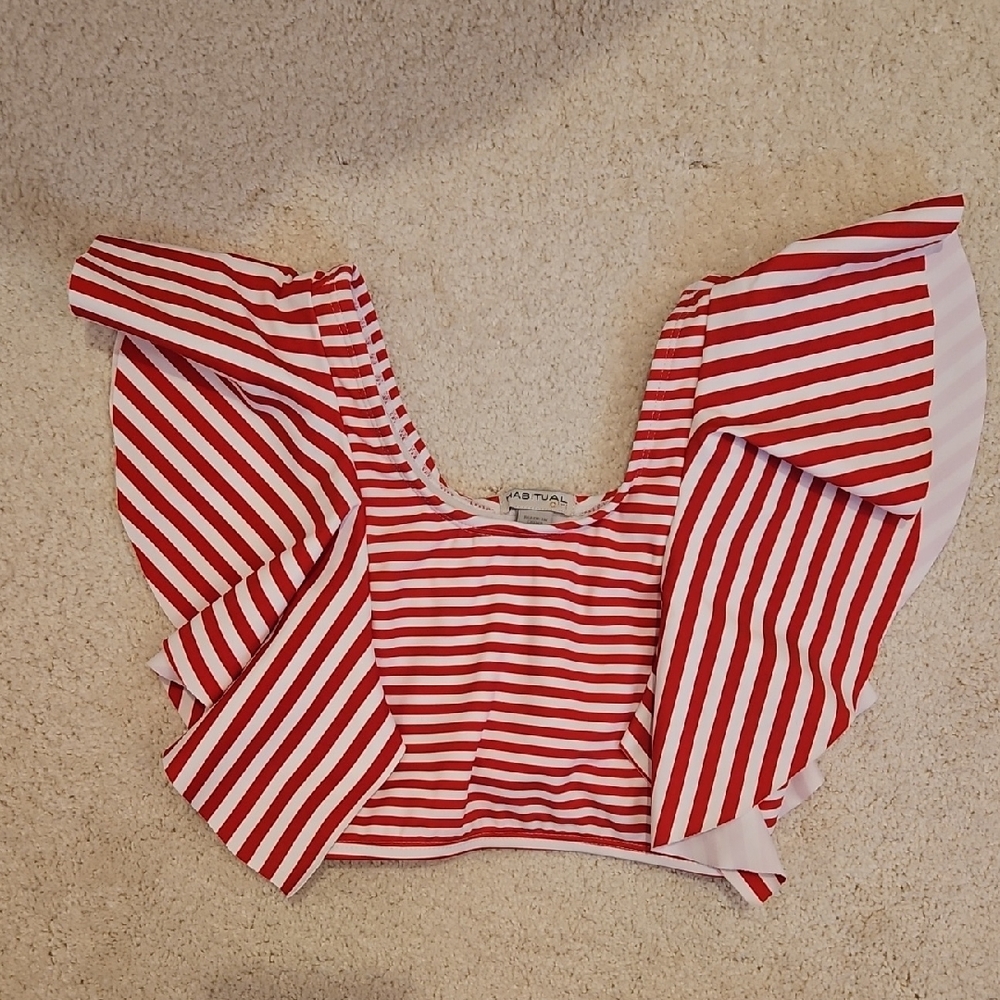 Habitual Girl Flutyer Sleeve Swim Top Size 12